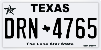 TX license plate DRN4765