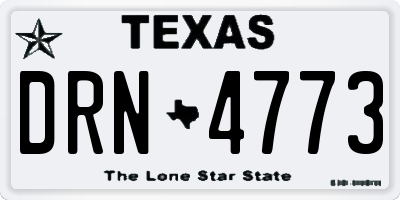 TX license plate DRN4773