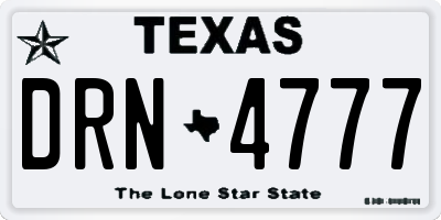 TX license plate DRN4777