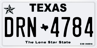 TX license plate DRN4784
