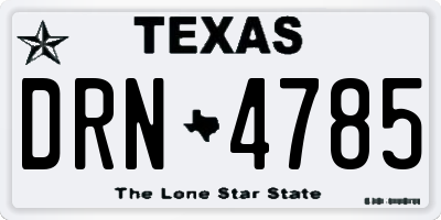 TX license plate DRN4785