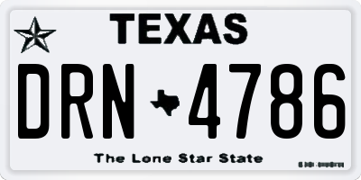 TX license plate DRN4786