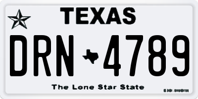 TX license plate DRN4789