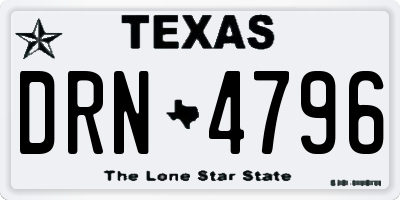 TX license plate DRN4796