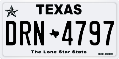 TX license plate DRN4797