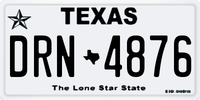 TX license plate DRN4876