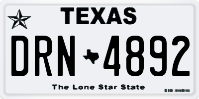 TX license plate DRN4892
