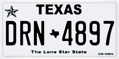 TX license plate DRN4897