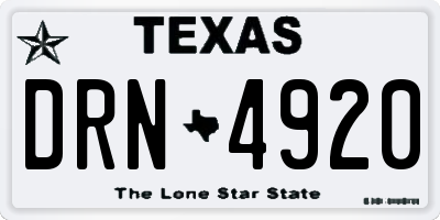 TX license plate DRN4920