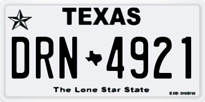TX license plate DRN4921