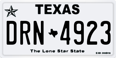 TX license plate DRN4923