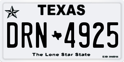 TX license plate DRN4925