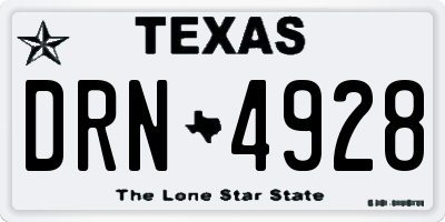 TX license plate DRN4928