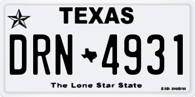 TX license plate DRN4931