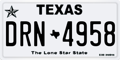 TX license plate DRN4958