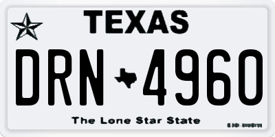 TX license plate DRN4960