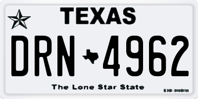 TX license plate DRN4962