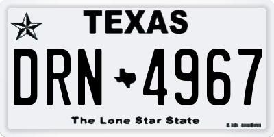 TX license plate DRN4967