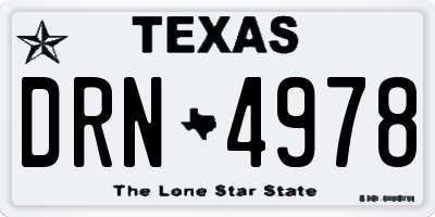 TX license plate DRN4978