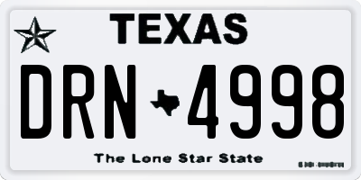 TX license plate DRN4998