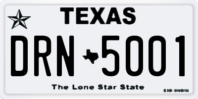 TX license plate DRN5001