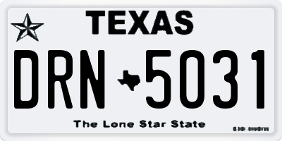 TX license plate DRN5031