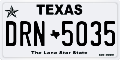 TX license plate DRN5035