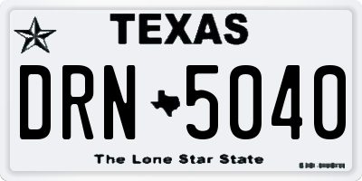 TX license plate DRN5040