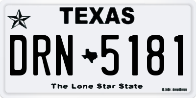 TX license plate DRN5181