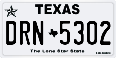 TX license plate DRN5302