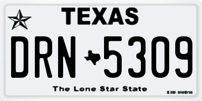 TX license plate DRN5309
