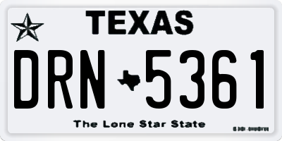 TX license plate DRN5361