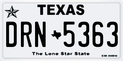 TX license plate DRN5363