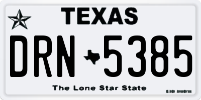 TX license plate DRN5385
