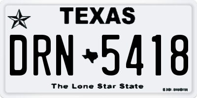 TX license plate DRN5418