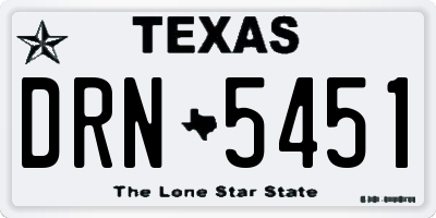 TX license plate DRN5451