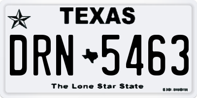 TX license plate DRN5463