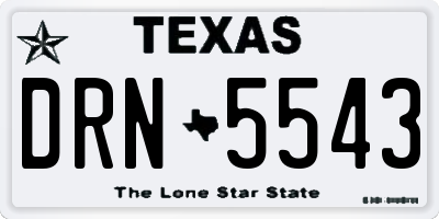 TX license plate DRN5543