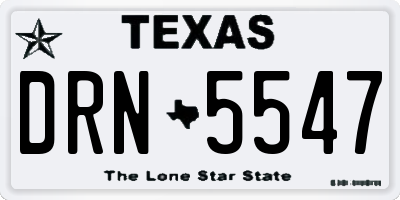 TX license plate DRN5547