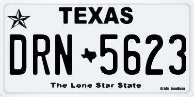 TX license plate DRN5623