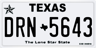 TX license plate DRN5643
