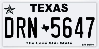 TX license plate DRN5647