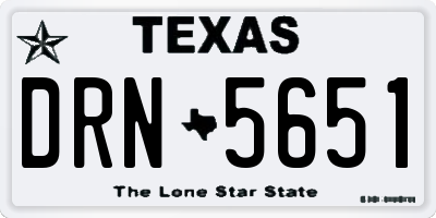 TX license plate DRN5651