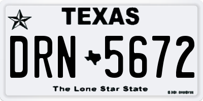 TX license plate DRN5672