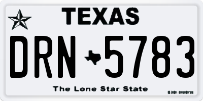TX license plate DRN5783