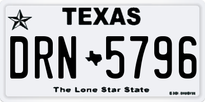 TX license plate DRN5796