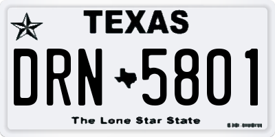 TX license plate DRN5801