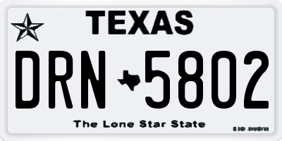 TX license plate DRN5802