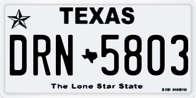 TX license plate DRN5803