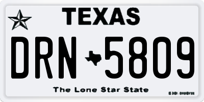 TX license plate DRN5809